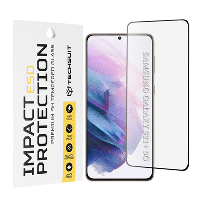 Techsuit Screen Protector Film for Samsung Galaxy S21+ 5G G996, Tempered Glass, Full Glue, Black