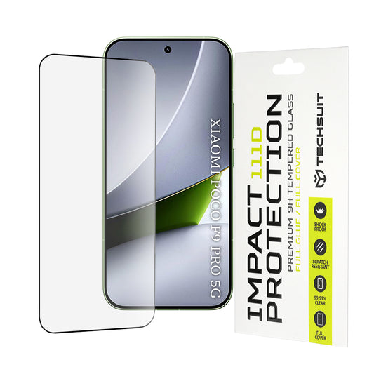 Techsuit Screen Protector Film for Xiaomi Poco F9 Pro, Tempered Glass, Full Glue, 111D, Black