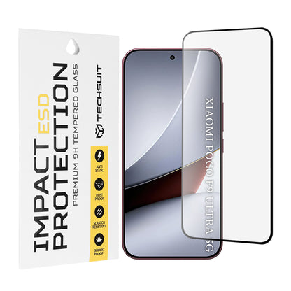 Techsuit Screen Protector for Xiaomi Poco F9 Ultra, Tempered Glass, Full Glue, Black