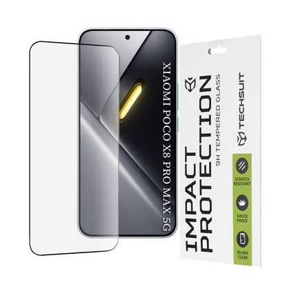 Techsuit Screen Protector for Xiaomi Poco X8 Pro Max, Tempered Glass, Full Glue, 111D, Black