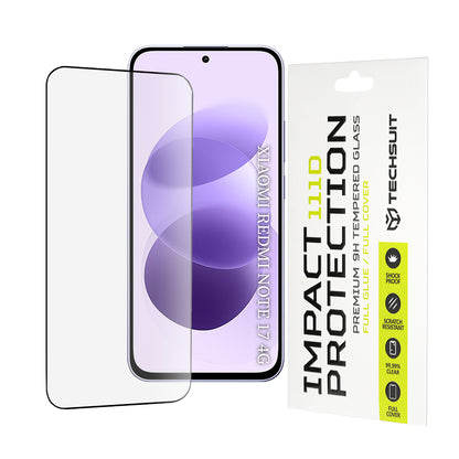 Techsuit Screen Protector for Xiaomi Redmi Note 17 4G / Note 17 5G, Tempered Glass, Full Glue, 111D, Black