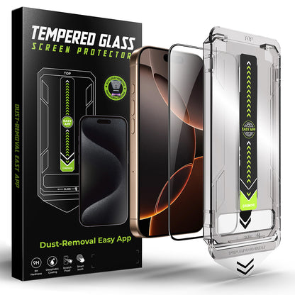 Techsuit TitanGlass Screen Protector for Apple iPhone 15 Pro Max, Tempered Glass, Full Glue, Black