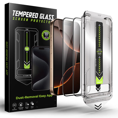 Techsuit TitanGlass Screen Protector for Apple iPhone 16 Pro Max, Tempered Glass, Full Glue, Set of 2 Pieces, Black