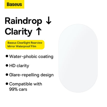 Baseus ClearSight Anti-Rain Mirror Film, 136mm x 96mm, Plastic, Set of 2 pieces C11853200201-00