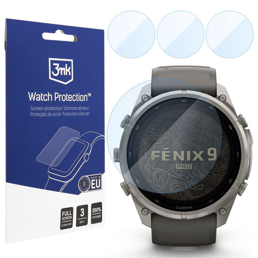 3MK FlexibleGlass Protective Film for Garmin Fenix 9 Pro Solar 51mm, Set of 3 pieces, Flexible Glass