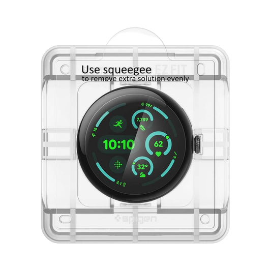 Spigen Elite Shield EZ FIT Screen Protector for Google Pixel Watch 45mm Series, Set of 2, Tempered Glass, Transparent AFL08525