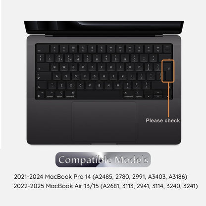 Techsuit PureTypeX Keyboard Protection Case for Apple MacBook Pro 14 (2021 - 2024) / Air 13 (2022 - 2025) / Air 15 (2022 - 2025), Transparent