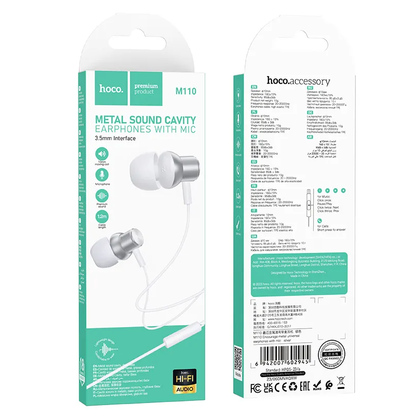 Handsfree 3.5mm HOCO M110, Silver