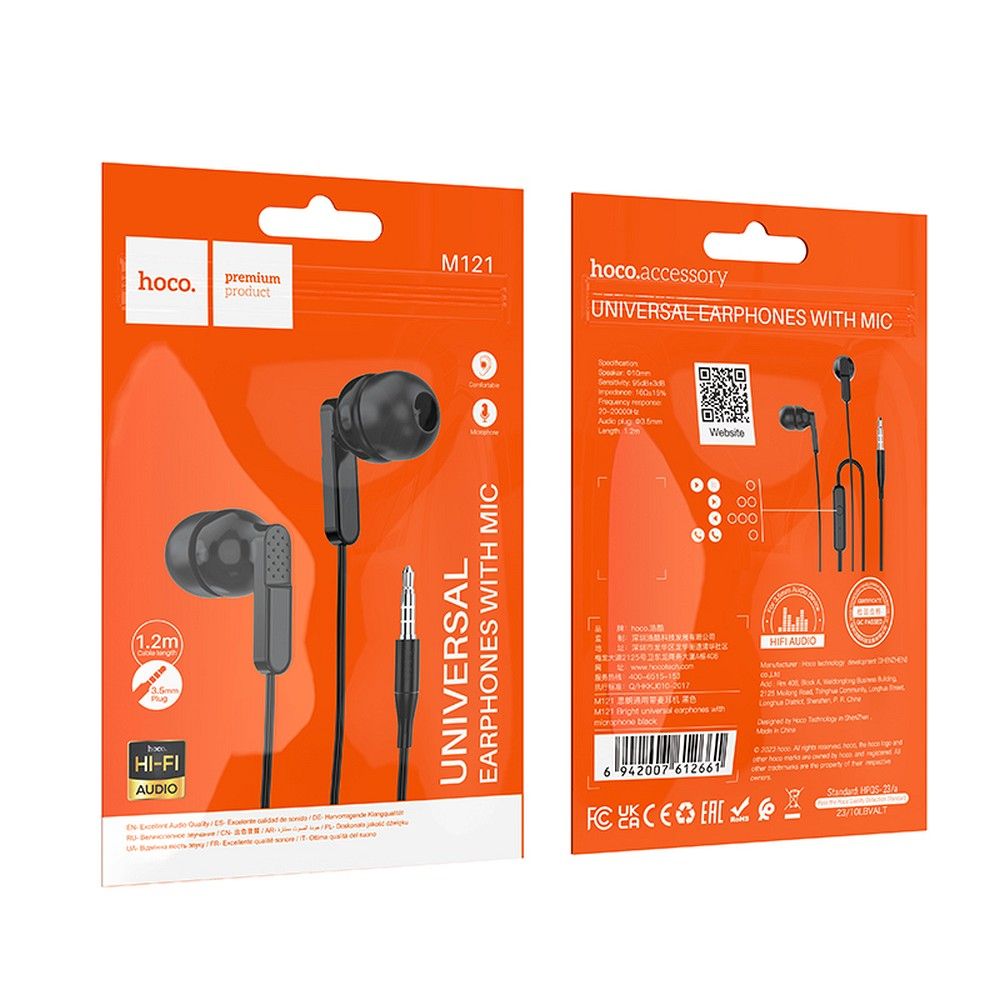 Handsfree 3.5mm HOCO M121, Black
