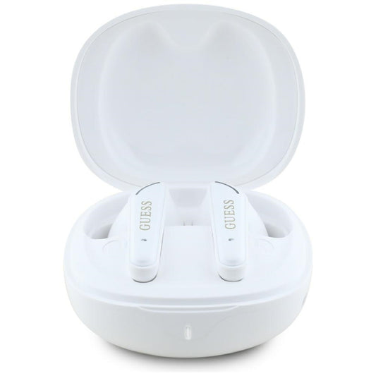 Handsfree Bluetooth Guess Flat Classic Logo Electroplated, TWS, White