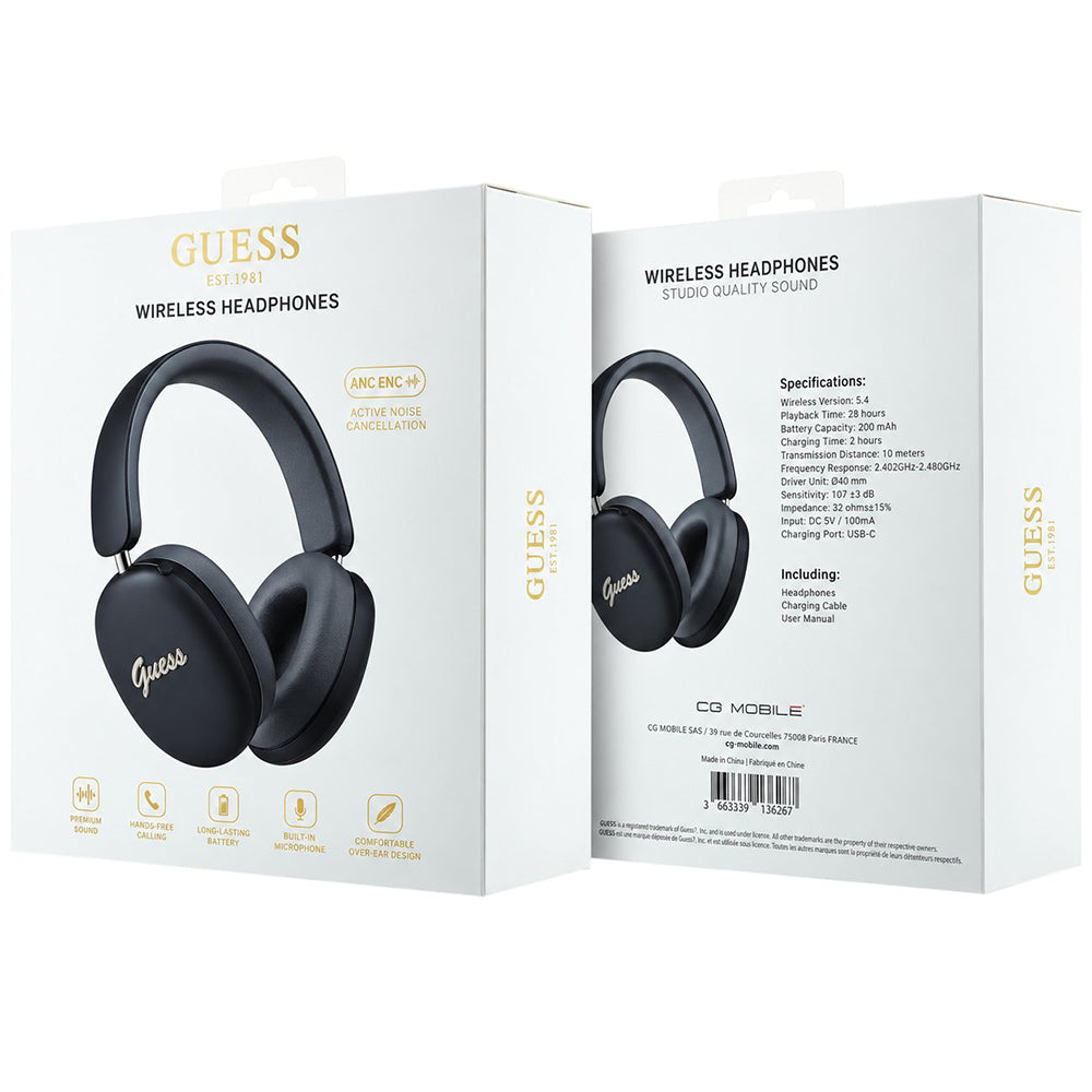 Guess Metal Script Logo Bluetooth Handsfree, A2DP, Black