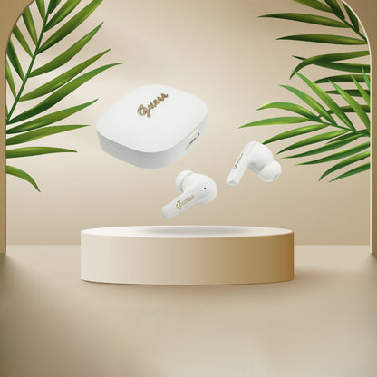 Handsfree Bluetooth Guess Script Metal Logo, TWS, White