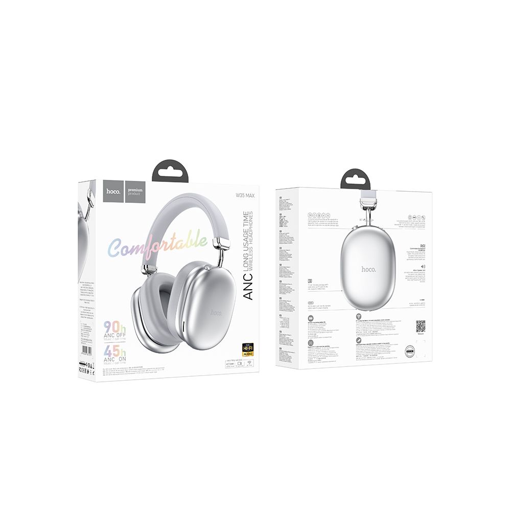 Bluetooth Handsfree HOCO W35 Max, A2DP, ANC, Silver