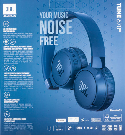 JBL Tune 670NC Bluetooth Handsfree, MultiPoint, A2DP, ANC, Blue JBLT670NCBLUAP