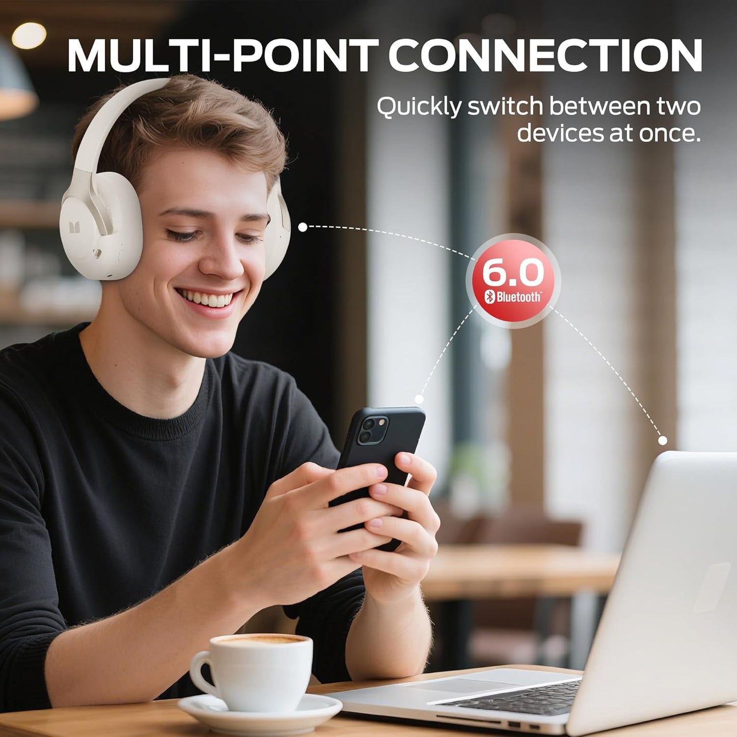 Bluetooth Handsfree Monster Persona 5th, MultiPoint, A2DP, ANC, White