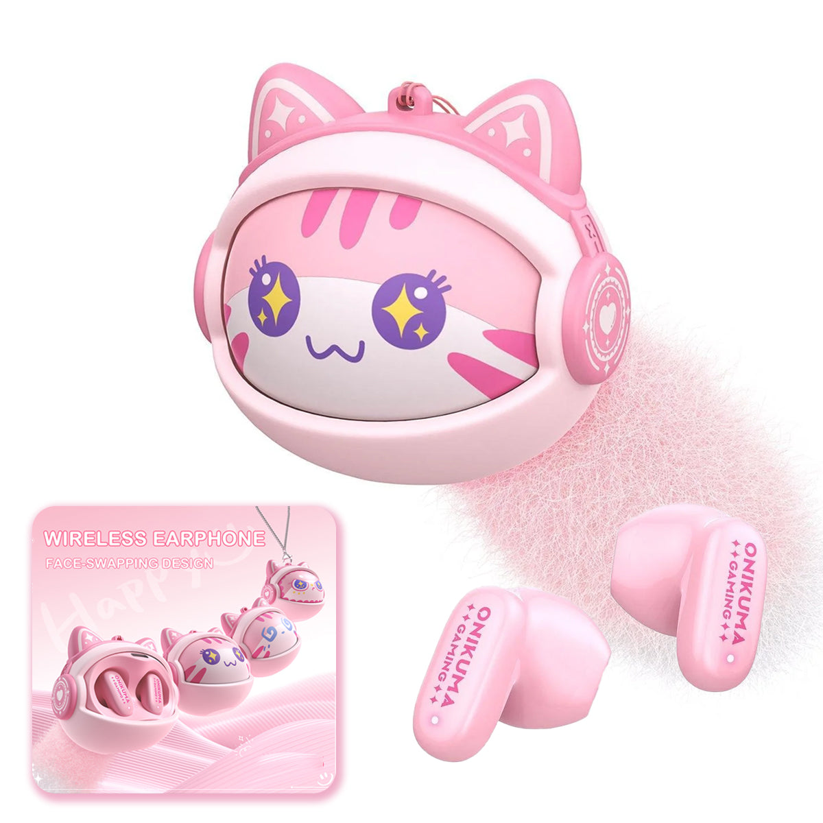 Handsfree Bluetooth Onikuma TX603, TWS, Pink