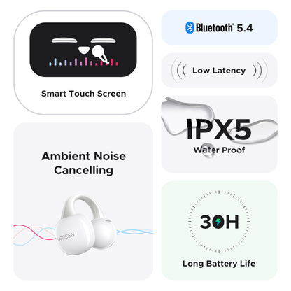 UGREEN S6 ClipBuds Magic WS208 Bluetooth Handsfree, TWS, White