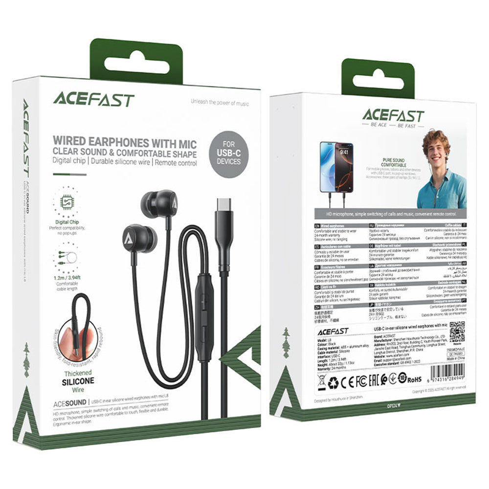Handsfree USB-C Acefast L8, 1.2m, Gray