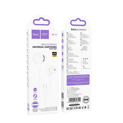 Handsfree USB-C HOCO M114, White