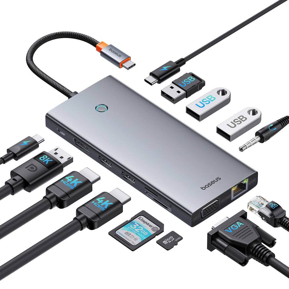 Baseus PortalJoy USB-C Hub, 13in1, Gray B00053002811-01