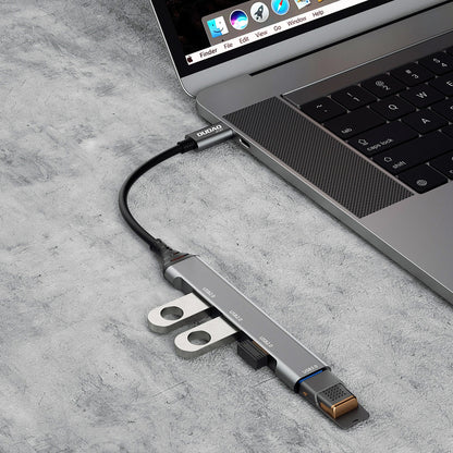 Dudao A16T USB-C Hub, 1 x USB-A 3.0 - 3 x USB-A, Black