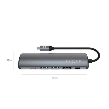 Fixed Pro USB-C Hub, 6in1, Gray