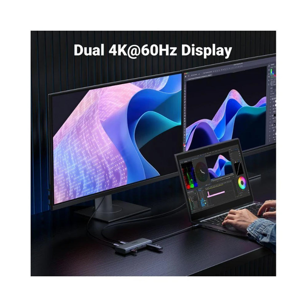 UGREEN CM498 USB-C Hub (45379), 2 x USB-A 3.2 - 3 x USB-C - 2 x HDMI, Gray