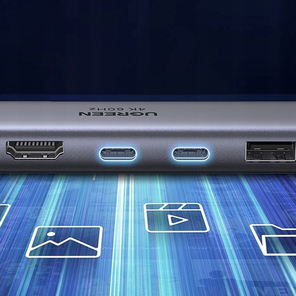 UGREEN CM511 USB-C Hub (45521), 1 x USB-A 3.2 - 3 x USB-C - 1 x HDMI - 1 x SD - 1 x microSD, Gray