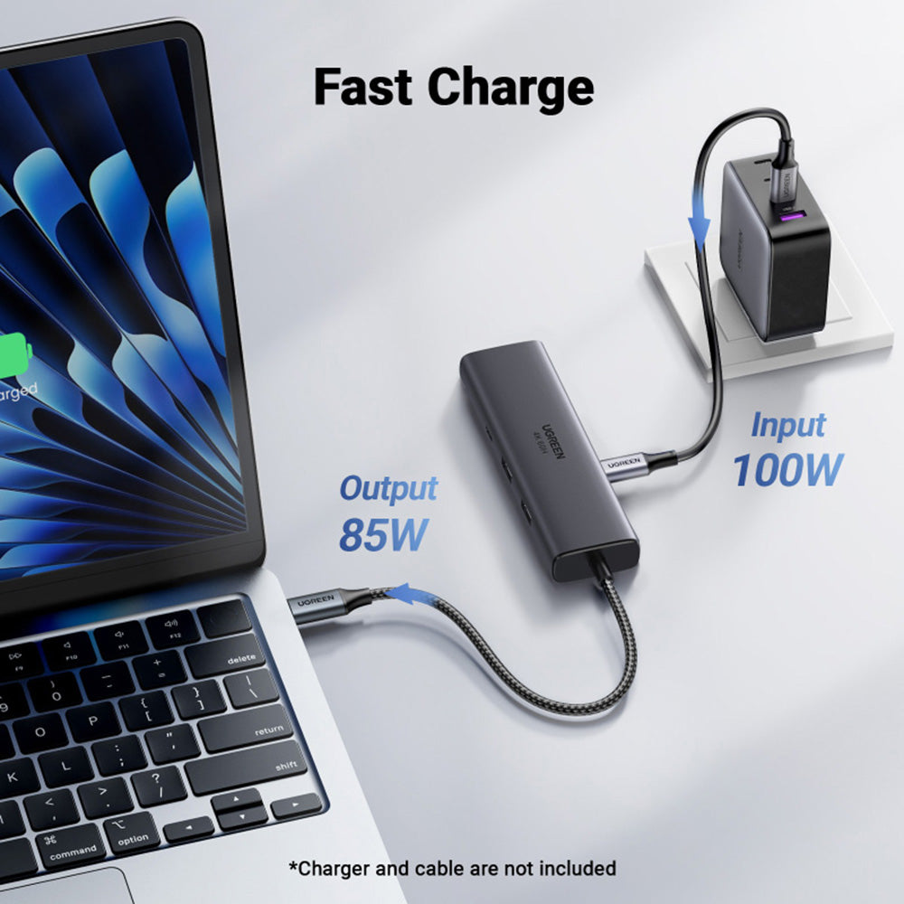 UGREEN CM512 USB-C Hub (45000), 2 x USB-A 3.2 - 2 x USB-C - 1 X HDMI - 1 x RJ45, Gray