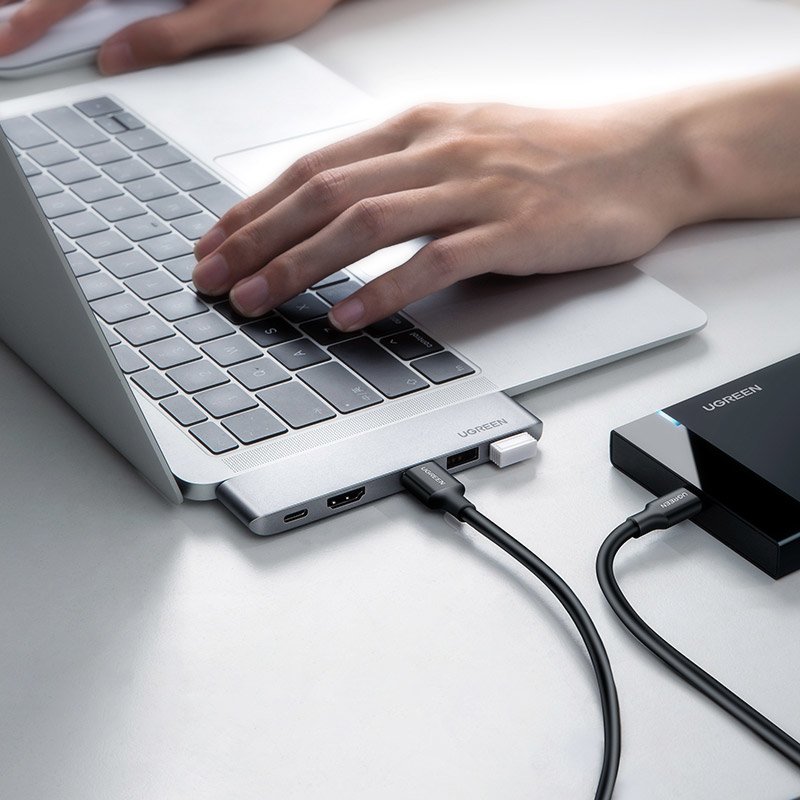 UGREEN USB-C Hub for Apple MacBook Pro / Air Series, 3 x USB-A 3.0 - 1 x USB-C - 1 x HDMI, Gray