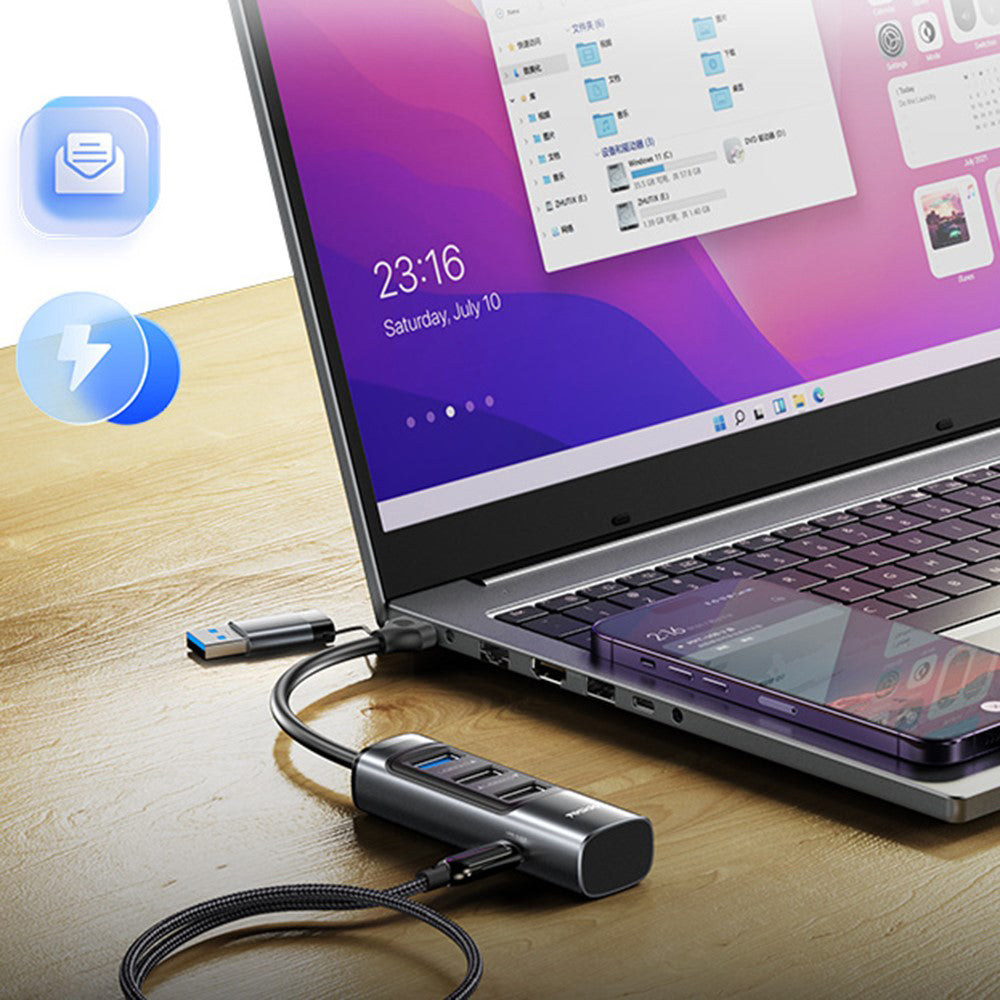 USB / USB-C Yesido HB19, 4in1, Gray