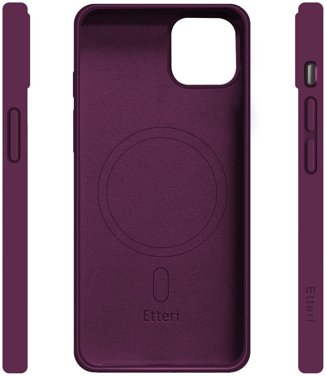 MagSafe Case for Apple iPhone 15, Etteri, Silicone Mag, Burgundy