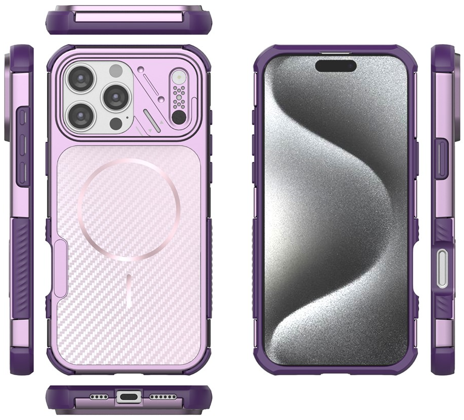 MagSafe Case for Apple iPhone 16 Pro, OEM, Carbon and Corner Protection, Purple