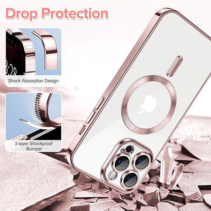 MagSafe Case for Apple iPhone 12 Pro Max, Techsuit, Luxury Crystal, Pink