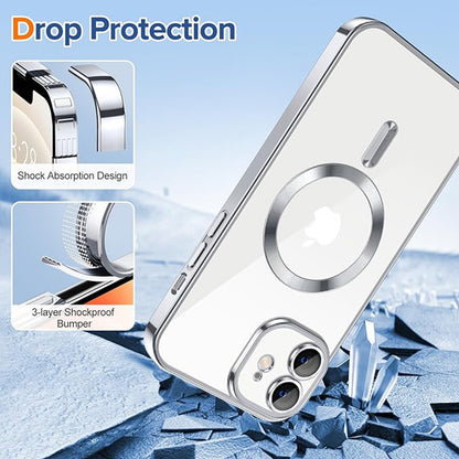 MagSafe Case for Apple iPhone 12, Techsuit, Luxury Crystal, Silver