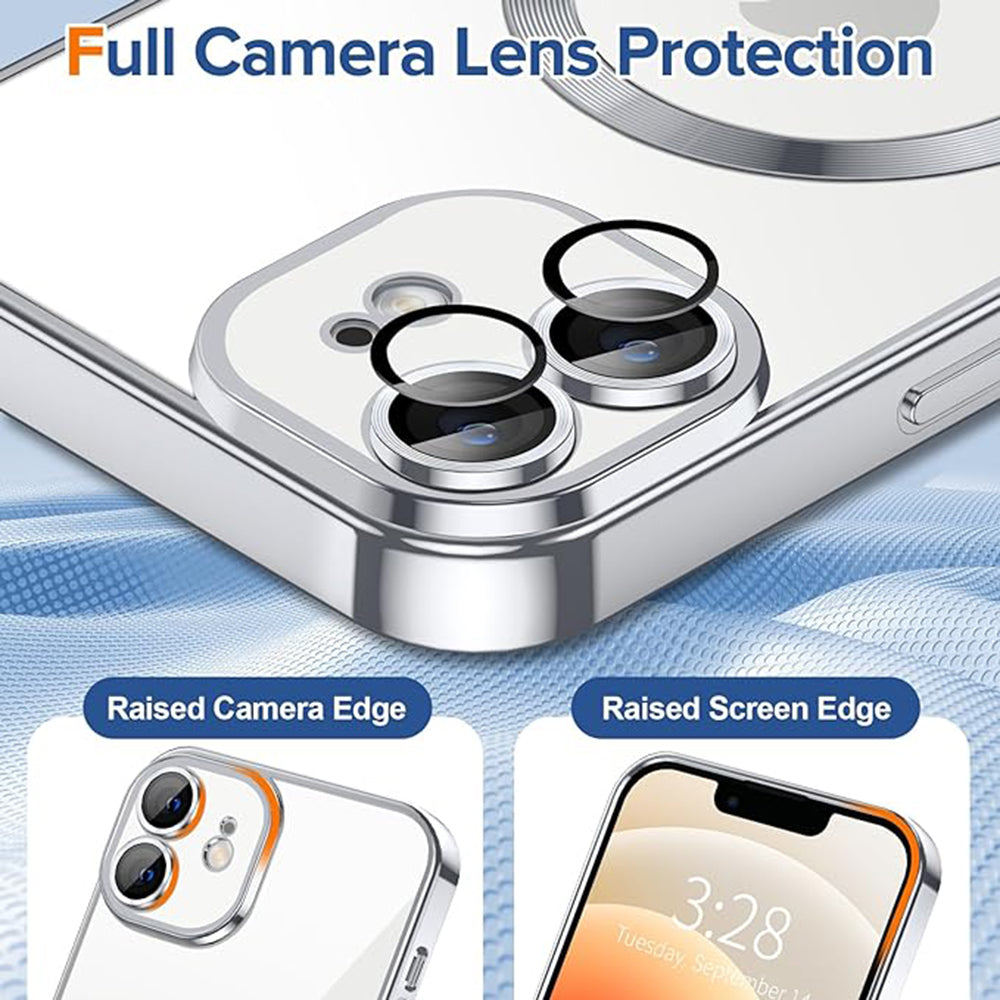 MagSafe Case for Apple iPhone 12, Techsuit, Luxury Crystal, Silver