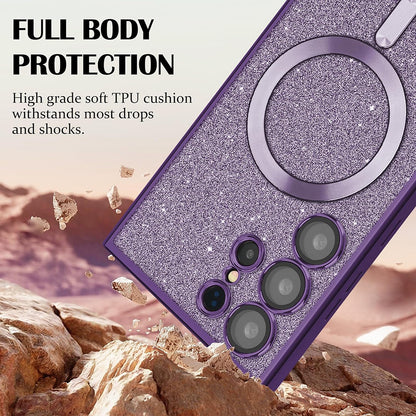 MagSafe Case for Apple iPhone 13 Pro Max, Techsuit, Luxury Glitter, Dark Green