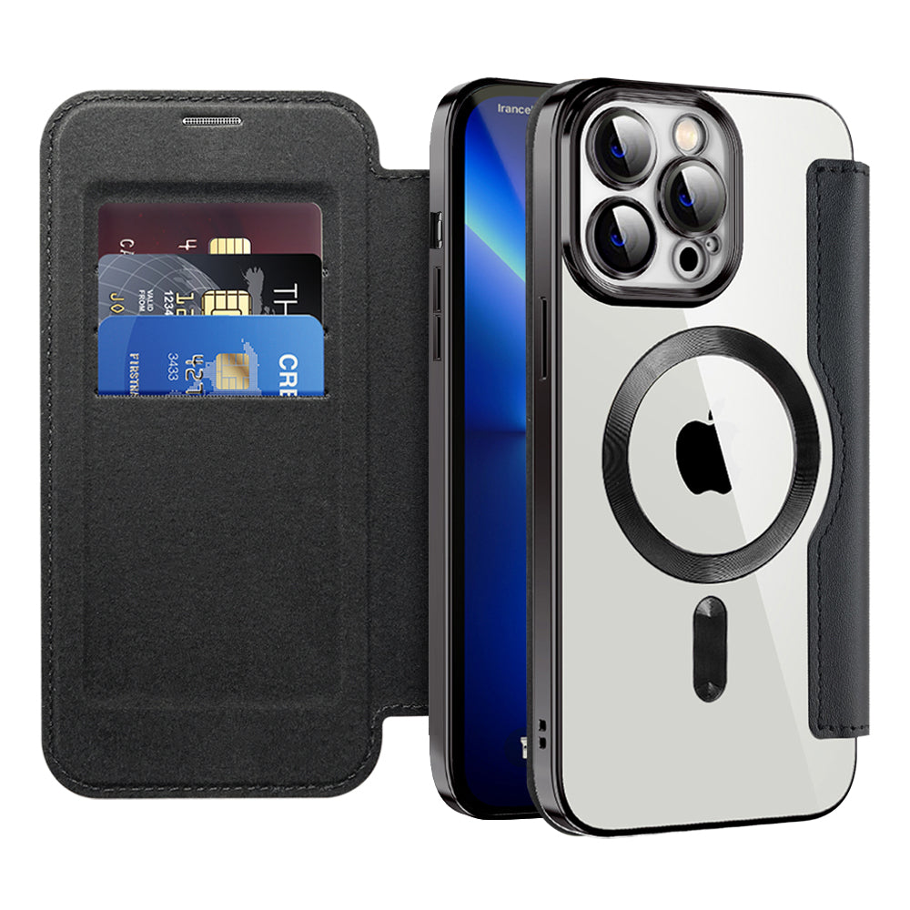MagSafe Case for Apple iPhone 13 Pro Max, Techsuit, SmartMag Book, Black