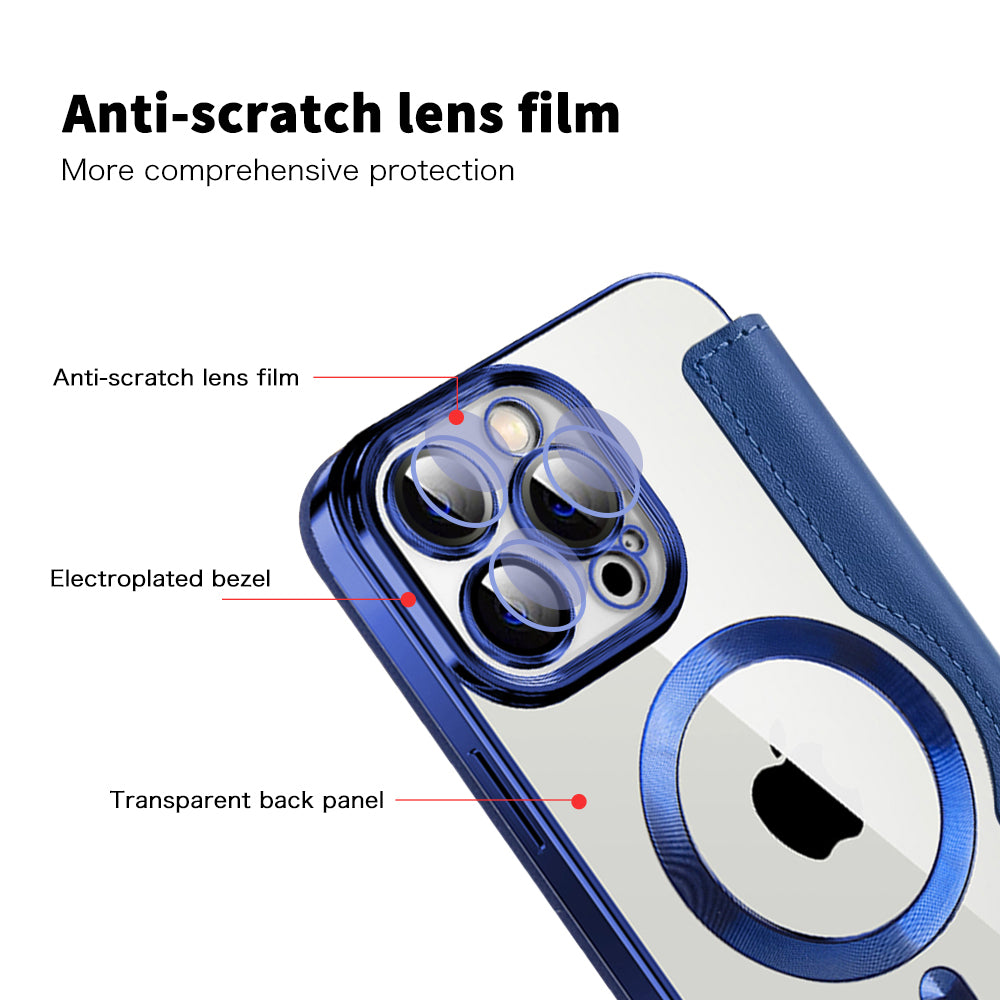 MagSafe Case for Apple iPhone 13 Pro, Techsuit, SmartMag Book, Blue