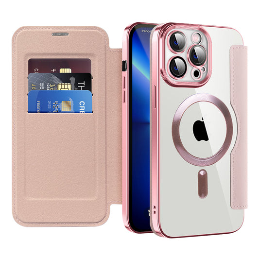 MagSafe Case for Apple iPhone 13 Pro, Techsuit, SmartMag Book, Pink