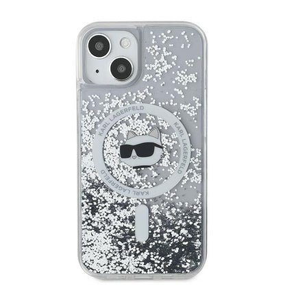MagSafe Case for Apple iPhone 14, Karl Lagerfeld, Liquid Glitter Choupette's Head, Transparent