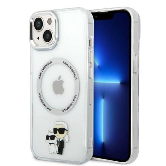 MagSafe Case for Apple iPhone 14 Plus, Karl Lagerfeld, Ikonik Karl & Choupette, Transparent