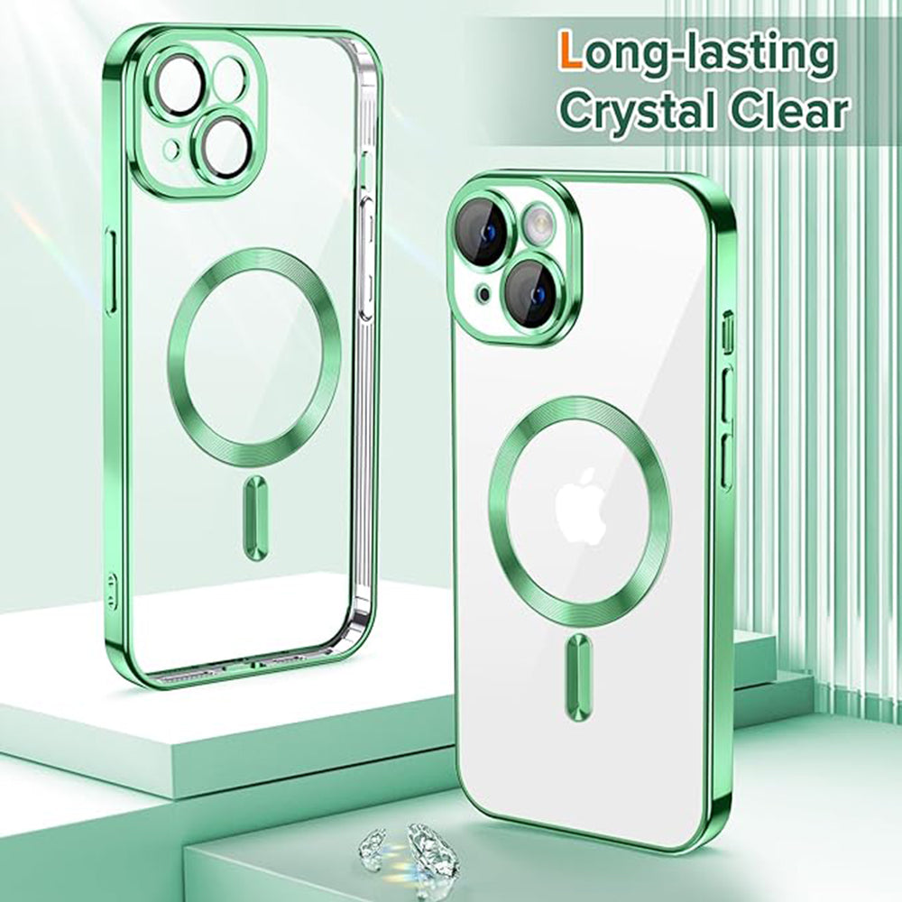 MagSafe Case for Apple iPhone 14 Plus, Techsuit, Luxury Crystal, Light Green
