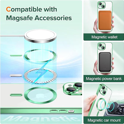 MagSafe Case for Apple iPhone 14 Plus, Techsuit, Luxury Crystal, Light Green