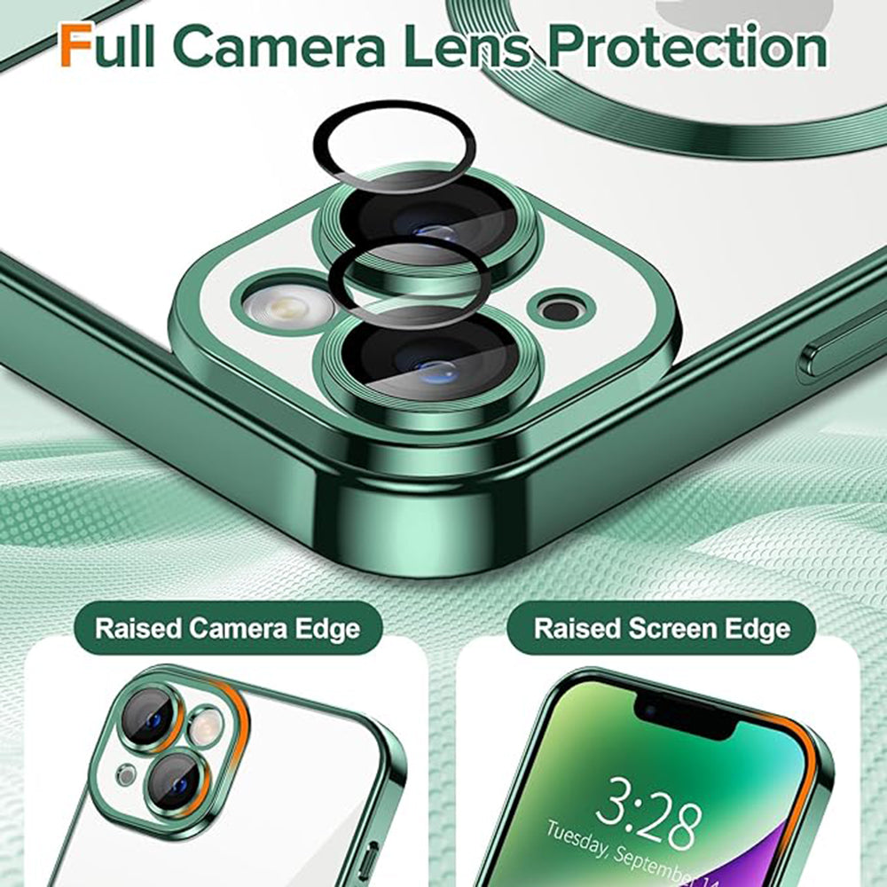 MagSafe Case for Apple iPhone 14 Plus, Techsuit, Luxury Crystal, Dark Green