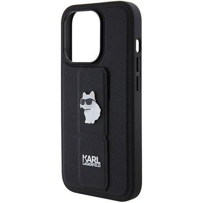 MagSafe Case for Apple iPhone 14 Pro, Karl Lagerfeld, Saffiano Gripstand Choupette, Black