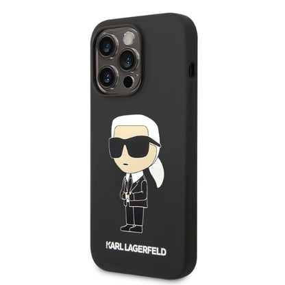 MagSafe Case for Apple iPhone 14 Pro, Karl Lagerfeld, Ikonik Karl Silicone, Black