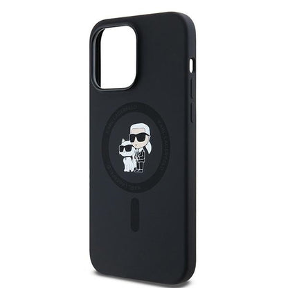 MagSafe Case for Apple iPhone 14 Pro, Karl Lagerfeld, Karl & Choupette Silicone, Black