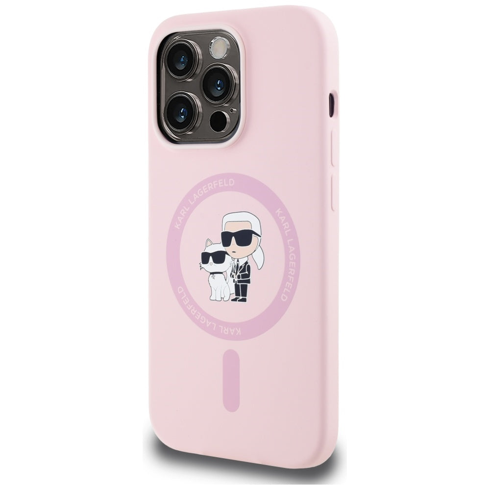 MagSafe Case for Apple iPhone 14 Pro Max, Karl Lagerfeld, Karl & Choupette Silicone, Pink
