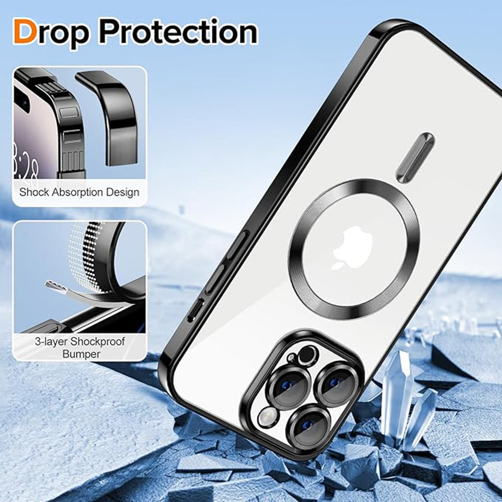 MagSafe Case for Apple iPhone 14 Pro Max, Techsuit, Luxury Crystal, Black